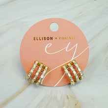 Load image into Gallery viewer, Lined Diamond Huggie Hoop Earrings