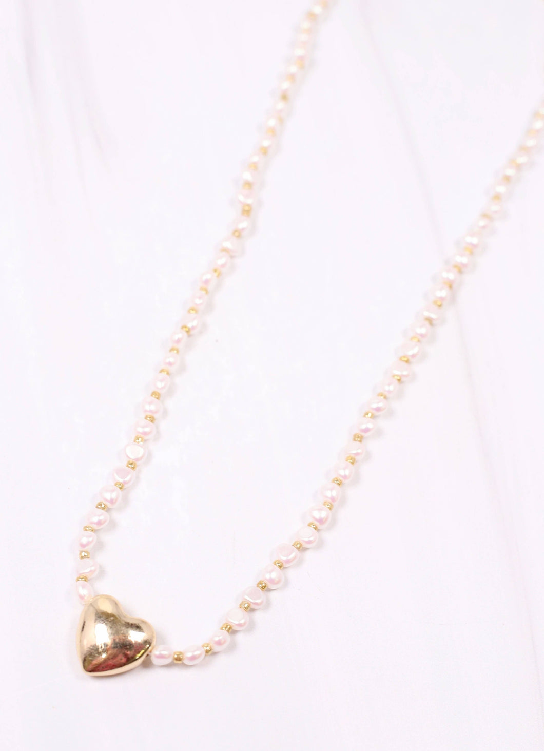 Porter Pearl Necklace with Heart CREAM