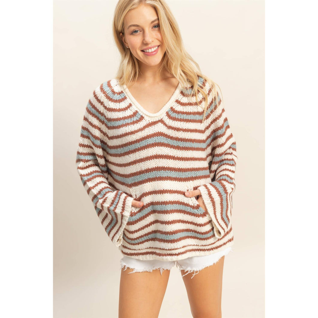 Kangaroo Pocket Striped Pullover