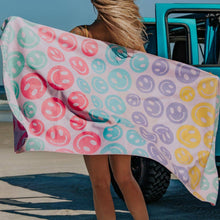 Load image into Gallery viewer, Pastel Happy Face Beach Towel
