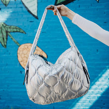 Load image into Gallery viewer, Metallic Silver Puffer Tote Bag
