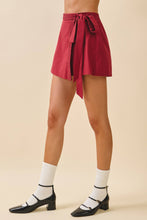 Load image into Gallery viewer, Crimson Wrap Tie Skort
