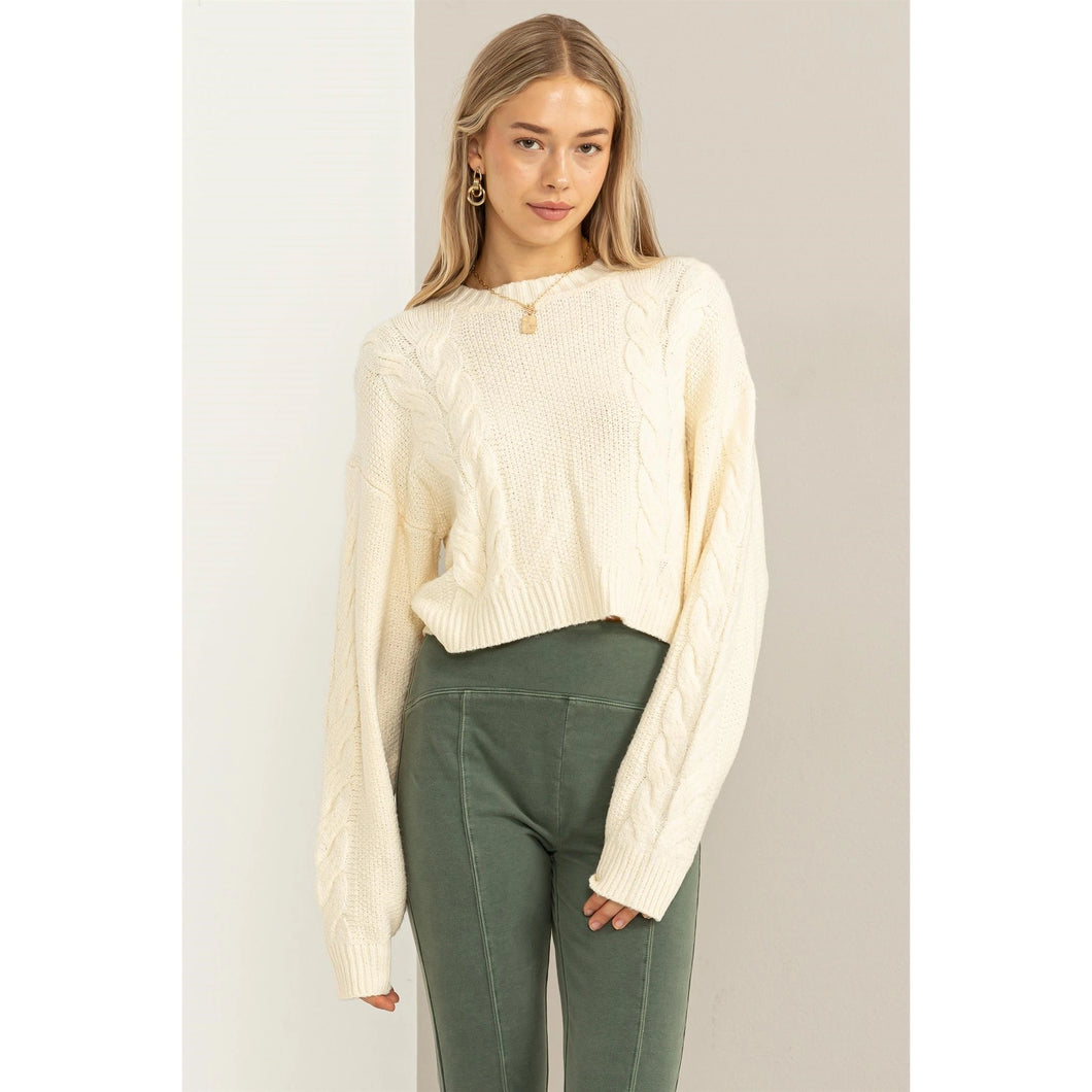 Cable knit sweater - cream