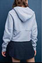 Load image into Gallery viewer, Cropped Quarter Zip Hoodie - Sky Blue
