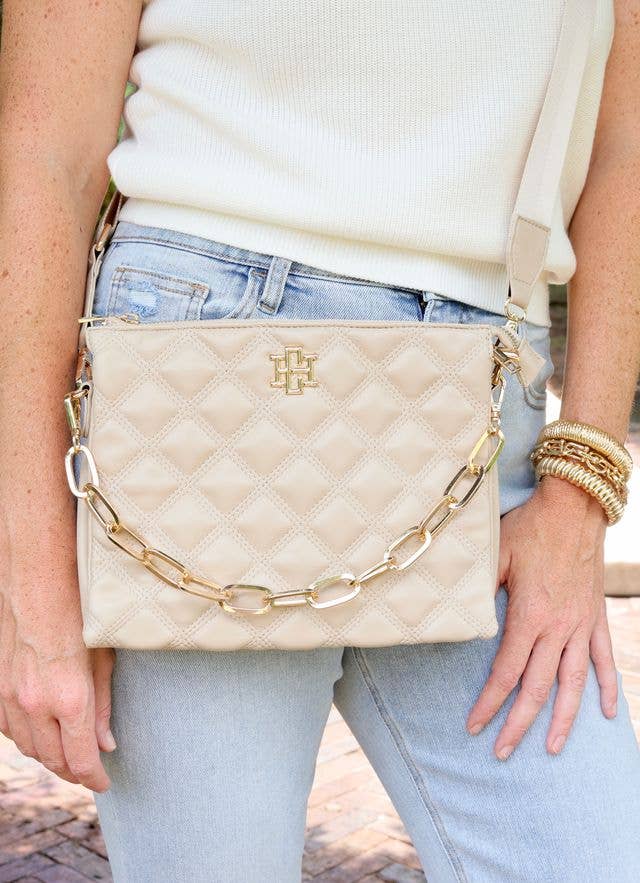 Ariana Quilted Crossbody - Nude