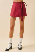 Load image into Gallery viewer, Crimson Wrap Tie Skort
